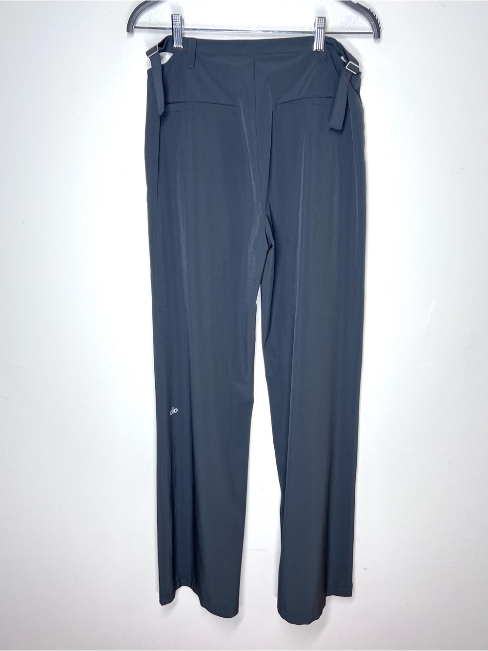 Alo Yoga Mid-Rise Showdown Trouser Wide Leg Pleated Pants Black Sz S - Picture 5 of 8